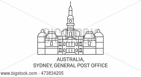 Australia, Sydney, General Post Office Travel Landmark Vector Illustration