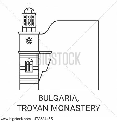 Bulgaria, Troyan Monastery Travel Landmark Vector Illustration