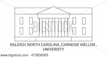 United States, Raleigh, North Carolina, Carnegie Mellon , University Travel Landmark Vector Illustra