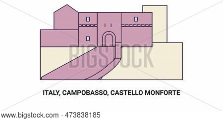 Italy, Campobasso, Castello Monforte , Travel Landmark Vector Illustration