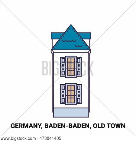 Germany, Badenbaden, Old Town Travel Landmark Vector Illustration
