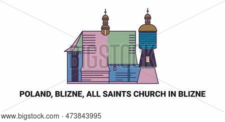 Poland, Blizne, All Saints Church In Blizne, Travel Landmark Vector Illustration