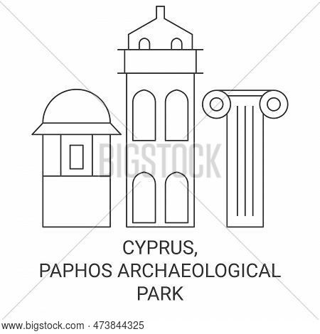 Cyprus, Paphos Archaeological Park Travel Landmark Vector Illustration