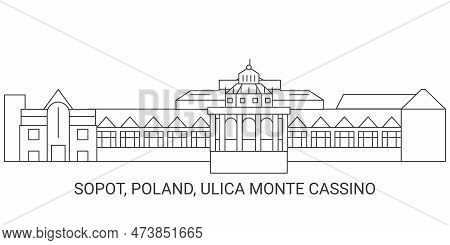 Poland, Sopot, Ulica Monte Cassino Travel Landmark Vector Illustration