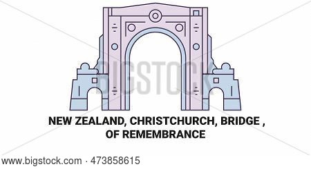 New Zealand, Christchurch, Bridge , Of Remembrance Travel Landmark Vector Illustration