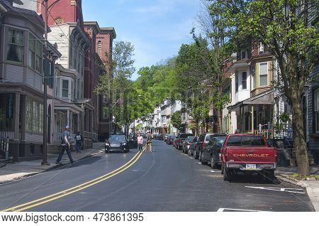 May 18, 2019.  Jim Thorpe, Pennslvania. Various Landmark Buildings Within The Historic Town Of Jim T