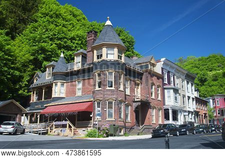 May 18, 2019.  Jim Thorpe, Pennslvania. Various Landmark Buildings Within The Historic Town Of Jim T