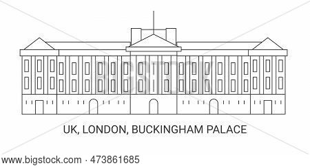 England, London, Buckingham Palace, Travel Landmark Vector Illustration