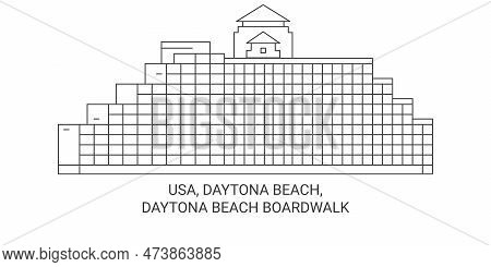 Usa, Daytona Beach, Daytona Beach Boardwalk Travel Landmark Vector Illustration