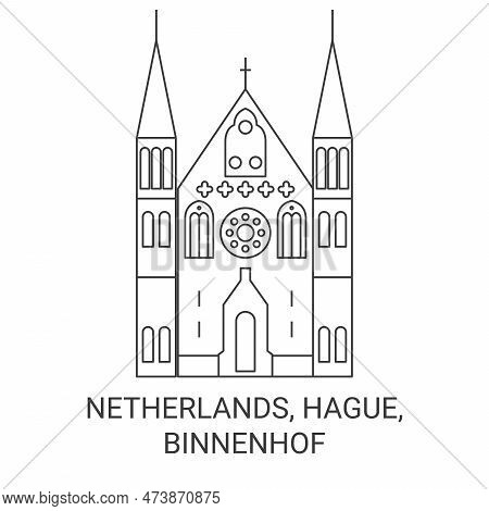 Netherlands, Hague, Binnenhof Travel Landmark Vector Illustration