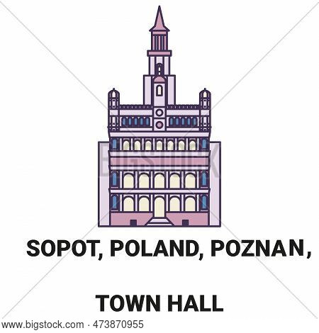 Poland, Pozna, Town Hall Travel Landmark Vector Illustration