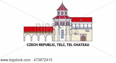 Czech Republic, Telc, Tel Chteau Travel Landmark Vector Illustration
