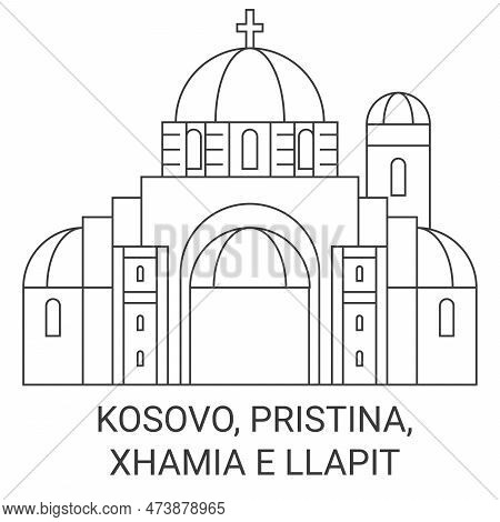 Kosovo, Pristina, Xhamia E Llapit Travel Landmark Vector Illustration
