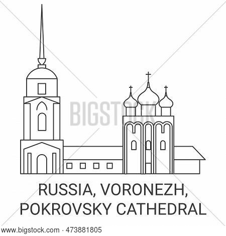 Russia, Voronezh, Pokrovsky Cathedral Travel Landmark Vector Illustration