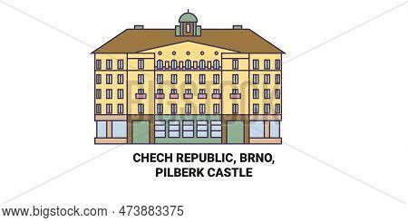 Chech Republic, Brno, Pilberk Castle Travel Landmark Vector Illustration