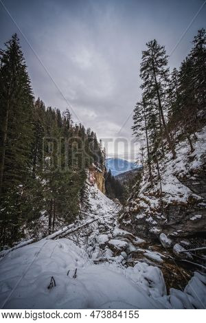 Italy-valley Between Dimaro And Madonna Di Campiglio. January 2023