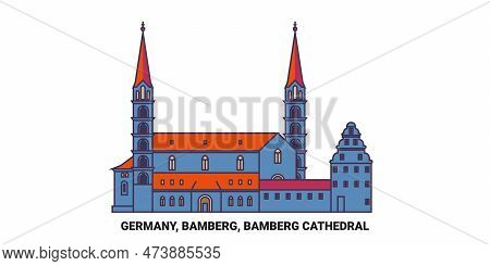 Germany, Bamberg, Bamberg Cathedral Travel Landmark Vector Illustration