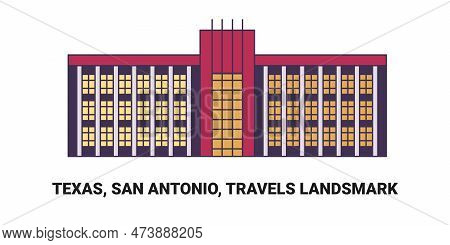 United States, Texas, San Antonio, Travels Landsmark, Travel Landmark Vector Illustration
