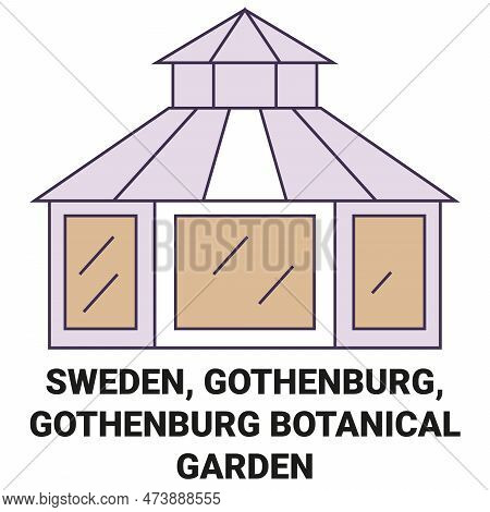 Sweden, Gothenburg, Gothenburg Botanical Garden Travel Landmark Vector Illustration