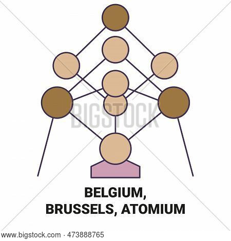 Belgium, Brussels, Atomium Travel Landmark Vector Illustration
