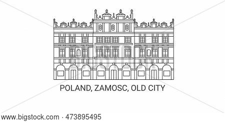 Poland, Zamosc, Old City, Travel Landmark Vector Illustration