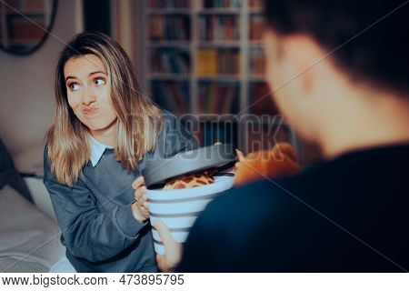 Girlfriend Refusing A Gift From Her Partner On Valentines Day