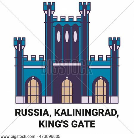 Russia, Kaliningrad, Kings Gate Travel Landmark Vector Illustration