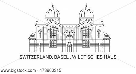 Switzerland, Basel , Wildtsches Haus, Travel Landmark Vector Illustration