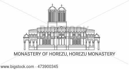 Romania, Monastery Of Horezu Travel Landmark Vector Illustration