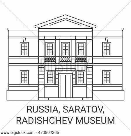 Russia, Saratov, Radishchev Museum Travel Landmark Vector Illustration