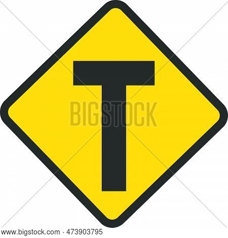 T Junction Sign Icon, Traffic Sign Related Vector Illustration