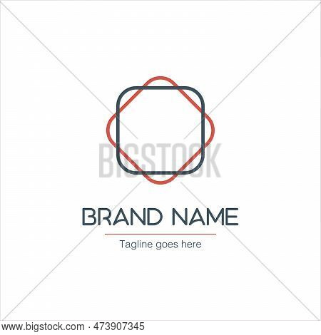 Creative Two Square Linear Vector Logo Template. Stock Vector Illustration Isolated On White Backgro