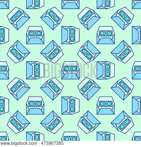Usd Money In Opened Envelope Vector Commision Concept Colored Seamless Pattern