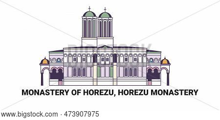 Romania, Monastery Of Horezu Travel Landmark Vector Illustration