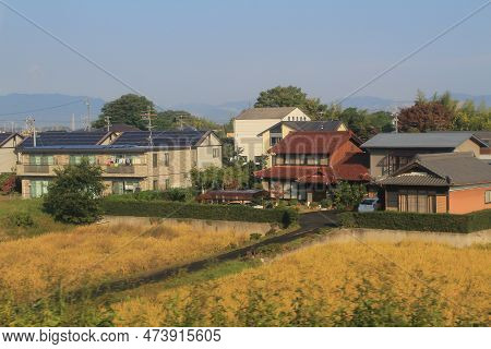 30 Oct 2013 The Landscape Of Countryside, Japan. View At Train