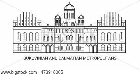 Ukraine, Bukovinian And Dalmatian Metropolitans Travel Landmark Vector Illustration