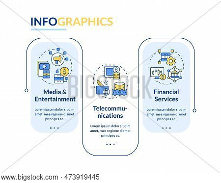 Data Lake Use Cases Blue Rectangle Infographic Template. Industries. Data Visualization With 3 Steps