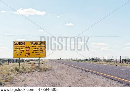 A 250 Km Speed Limit Warning Sign For Test Vehicles On The R360-road Between Askham And Upington In 