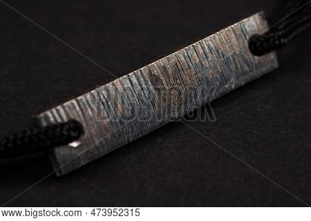Azovstal Limited Edition Bracelet Made Of Last Portion Of Steel From Azovstal On Dark Background. Em