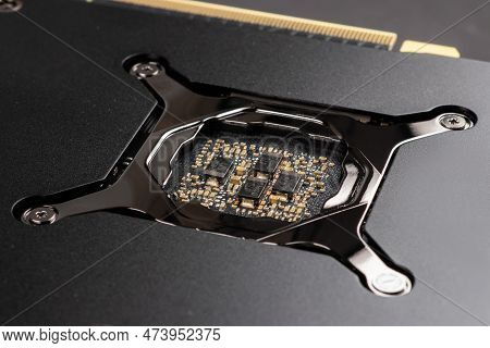 Modern Graphics Card Backplate, Hardware Components For Build Pc Or Mining Rig.