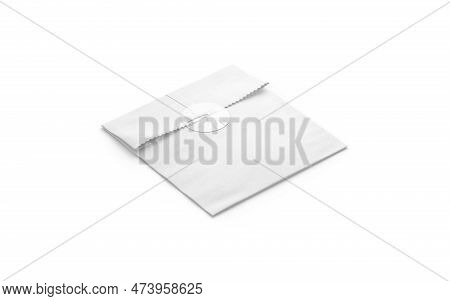 Blank White Square Paper Bag With Sticker Mockup, Side View, 3d Rendering. Empty Postage Or Mailer S