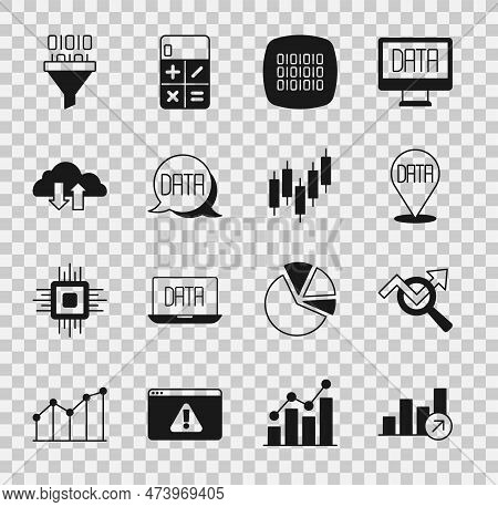 Set Financial Growth, Search Data Analysis, Data, Binary Code, Cloud Download And Upload, And Browse