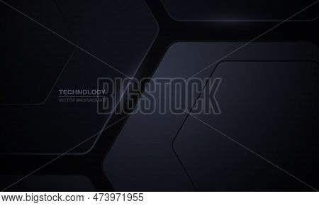 Black 3d Vector Hexagonal Technology Abstract Background. Abstract Modern Technology Futuristic Back