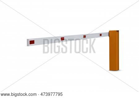 One Closed Boom Barrier Isolated On White