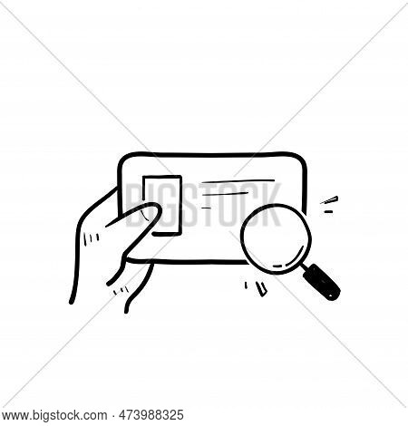 Hand Drawn Doodle Identification Card Scan Icon Illustration Vector Isolated