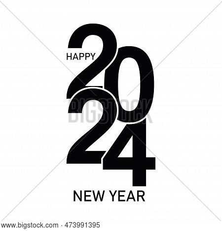 Happy New Year 2024 Text Design. For Brochure Design Template, Card, Banner. Vector Illustration. Is