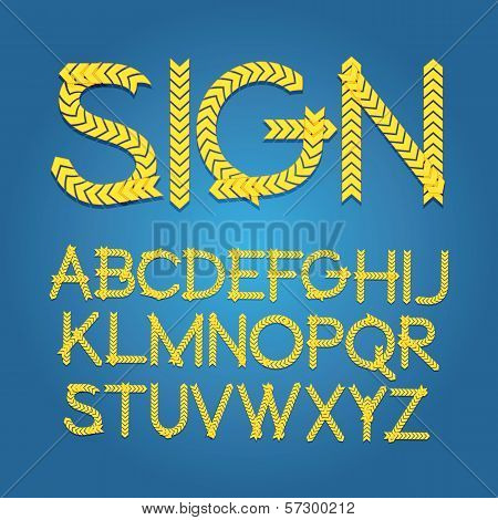 W1-8 Chevron Sign Alphabet Vector