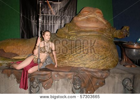 Shae Strandefer at the Slave Leia day tour and photo shoot with Jabba the Hutt, featuring members of  Gentle Giant Studios, Burbank, CA. 07-16-10