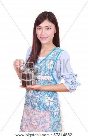 Female Chef With Tiffin