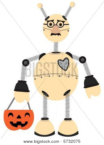 Robot iført Groucho briller Halloween kostume